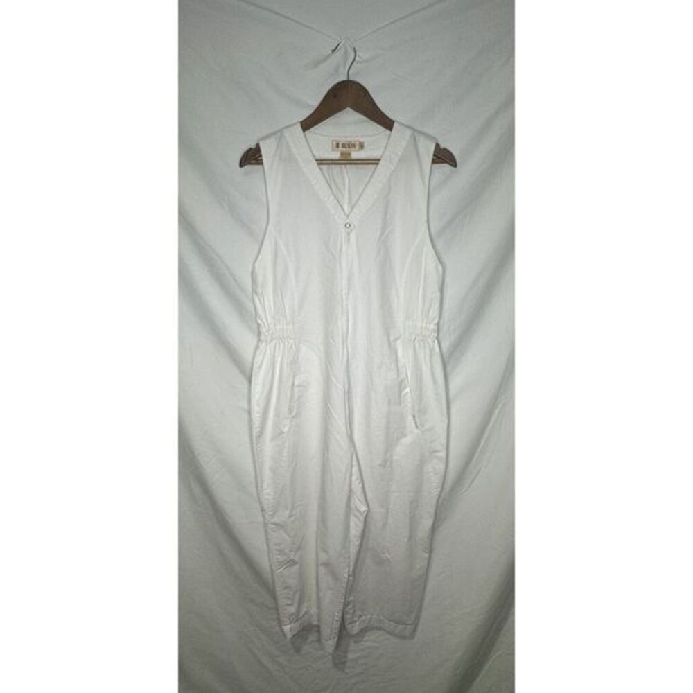 Vintage Bill Blass White Sleeveless Jumpsuit Women's Medium Cotton Poplin 90s